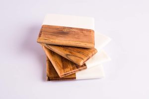Posavasos de madera de mármol Posavasos de forma cuadrada marrón blanco para mesa de comedor Cocina - Product Image 5