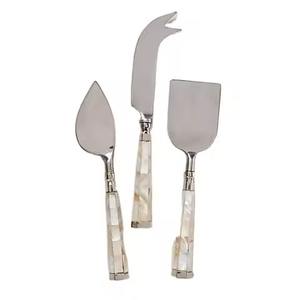 Ensemble de service à fromage en acier inoxydable moderne avec poignée en bois - Product Image 5