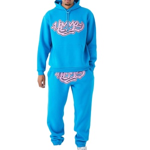 Cómodo chándal de invierno con estampado de pantalla para hombres Venta al por mayor de buena calidad 100% algodón polar con capucha - Product Image 1