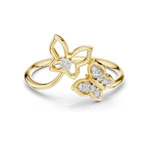 Bague papillon en diamant de laboratoire de 0,102 ct pour femmes, clarté VVS-VS EF, or 18 carats, 14 carats, 10 carats et argent 925, rose, jaune - Product Image 3