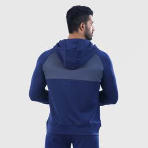 Sporty Navy Forbearance Zipper Hoodie with Hooded Collar for Autumn Season - Product Image 2