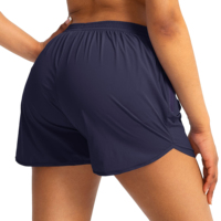 Pantalones cortos deportivos de gimnasio para mujer, pantalones holgados de tres cuartos para correr, pista y campo, forro de secado rápido, pantalones cortos antibrillo para mujer
