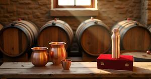 Handmade Copper Water Metal Bottle Modern Style Leak-Proof and Joint-Free for Travel with its <b>Red</b> Velvet <b>Gift</b> <b>Box</b> - Product Image 4