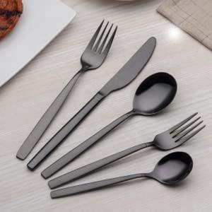 Couverts de table en acier inoxydable brillant pour mariage et hôtel Ensemble de couverts en acier inoxydable avec revêtement en poudre noire - Product Image 1