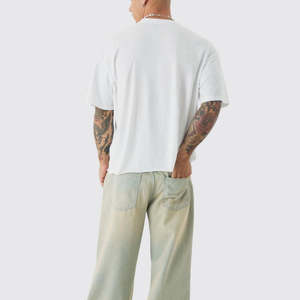 เสื้อยืดผู้ชายผ้าคอตตอนโอเวอร์ไซส์สไตล์วินเทจทรงหลวมผ้า100% โลโก้ออกแบบได้ตามต้องการ - Product Image 4