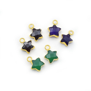 <b>Labradorite</b> Star Gemstone <b>Pendant</b> Faceted Gold Electroplated Tiny Charm for Necklace & DIY Jewelry - Product Image 4