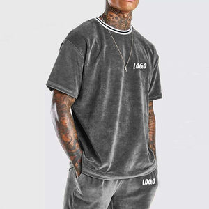 ชุดกางเกงขาสั้นสำหรับผู้ชายชุดวอร์มผ้ากำมะหยี่คอกลมสำหรับผู้ชายชุดวอร์มสำหรับฤดูร้อนตามสั่ง - Product Image 4