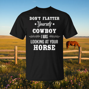 Camiseta para mujer con diseño de cita divertida de vaquero, color negro, talla mediana - Product Image 3