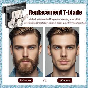 Cuchilla de Repuesto Desmontable Tipo T para Recortadora Todo en Uno de Iones de Litio, Acero Inoxidable Negro, Paquete de 2 con Fuente de Alimentación por Batería - Product Image 6