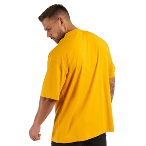 T-shirt surdimensionné jaune personnalisé pour homme, coton lourd, coupe ample, streetwear, impression de logo de gym - Product Image 2