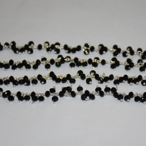 Top Quality Silver plated Black Quartz Glass Beads Rondelle <b>Cluster</b> Rosary Chain, Wire Beaded Chain for Jewelry Bracelet Making - Product Image 3