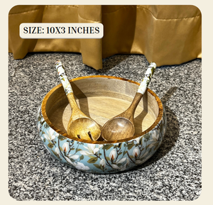 ชามสลัดไม้ทรงกลมที่ทนทานพร้อมพิมพ์ยูวีอุปกรณ์บนโต๊ะอาหารสำหรับตกแต่งและใช้งานได้จริง - Product Image 4