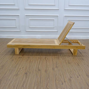 Chaise longue d'extérieur en teck sans coussin, fabriquée en Indonésie - Product Image 6