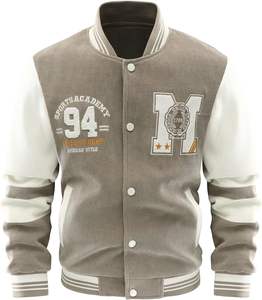 Men's Vintage <b>Streetwear</b> <b>Y2K</b> Baseball Letterman Jacket Breathable Cropped Casual Style with Colorblock Varsity Patched Outerwear - Product Image 1