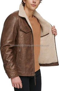 Chaqueta de cuero genuino Original 100% para hombre, Jersey de lana transpirable, Material de invierno de alta calidad - Product Image 5