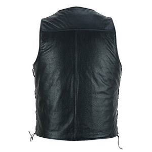 Gilet sans manches en cuir véritable pour homme, léger et tendance, respirant, imperméable, couleur unie, personnalisable, vente en gros - Product Image 2