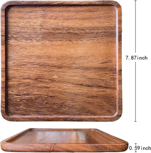 Assiette en bois d'acacia carrée de marque privée, plateau de service en bois, plateau à dessert, plateau à biscuits, plateau à collations - Product Image 2