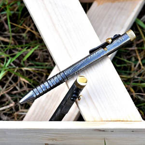 Stylo à bille en acier Damas fait main, avec logo personnalisé, dans un coffret en bois, en vente en gros - Product Image 2