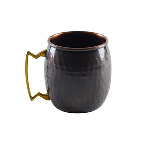 Mug à eau potable en cuivre fait à la main, couleur noire, design fabuleux, forme ronde, mug à thé et à café pour la vente chaude - Product Image 5