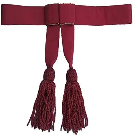 OEM Ceremonial Waist Sashes and Belts Wholesale Uniform Officer Sash Waist Belt Red Waist Sash with Tassels Handmade