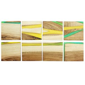 Posavasos de madera personalizado para bebidas, posavasos cuadrados para boda, café, té, taza, posavasos de cerveza, posavasos de madera de resina epoxi con soporte - Product Image 2