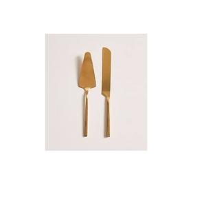 Cuchillo para pasteles y servidor de pasteles Vajilla decorativa de acero inoxidable dorado Cubiertos para pasteles Servidor de cuchillos a bajo precio - Product Image 5