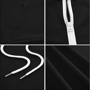 Sweat à capuche hommes coton polaire pull cordon sweats à capuche avec fermeture éclair à manches longues vêtements décontractés sweats à capuche - Product Image 3