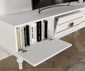 Unité de télévision exclusive de luxe, moderne, en bois blanc, panneau écarlate en aggloméré, meilleure vente pour la maison de la ferme, le bureau et la vie - Product Image 3