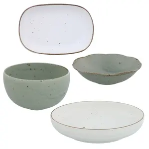 Peralatan makan porselen piring Set mewah alat makan keramik