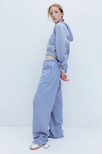 Pantalon de survêtement baggy personnalisé de haute qualité, couleur bleue, ample, avec cordon de serrage, 100% coton, polaire, pantalon de survêtement d'entraînement - Product Image 4