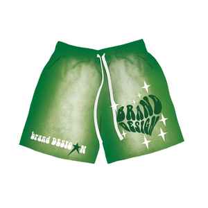 Logo personnalisé 100% coton solide motif décontracté soleil fané bord coupé acide sweat court en détresse broderie taille élastique mi - Product Image 5