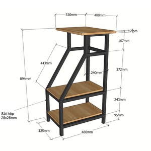Support pour ordinateur portable pour femme avec cadre en bois de caoutchouc et en fer, avec support pour imprimante, modèle KCPU68006 - Product Image 3