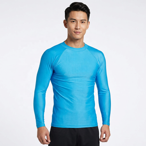 เสื้อแรชการ์ดแขนยาวสีน้ำเงินสำหรับผู้ชาย แห้งเร็ว ผลิตจากโพลีเอสเตอร์ ป้องกันแสงแดดได้เต็มตัว - Product Image 2