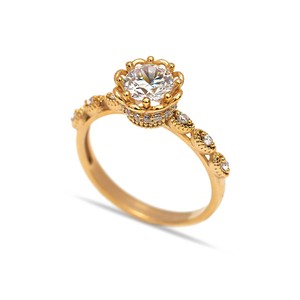 Anillo Solitario Bloom con Circonita Transparente, Joyería Turca Hecha a Mano al por Mayor en Plata de Ley 925 - Product Image 2