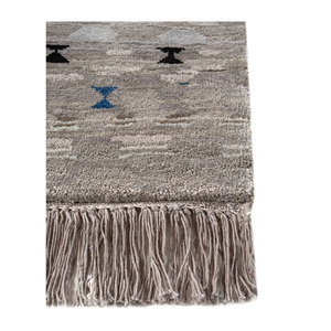 Alfombra Manchaha 9x12 de Lana y Seda de Bambú Anudada a Mano, Patrón Geométrico, Alfombra para Sala de Estar, Alfombra para Pasillo, Forma Rectangular, Gris Negro - Product Image 4