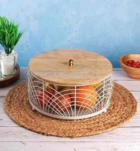 Panier en fil de fer et en bois à la mode idéal pour les maisons et les intérieurs scandinaves décoration vente chaude - Product Image 3