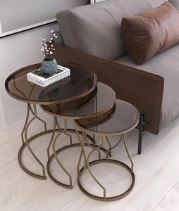 Table basse à cadre en métal du meilleur fournisseur avec dessus en verre pour villas, resorts et salles d'exposition disponibles à un prix abordable - Product Image 6