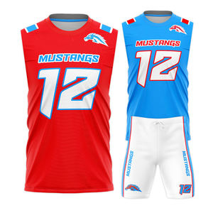 Tenues de football personnalisées 7v7, ensembles de maillots d'équipe par sublimation, respirants, légers, séchage rapide, football américain pour adultes, 100% polyester - Product Image 3