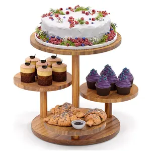 Support à gâteau en bois à quatre niveaux de conception spéciale, présentoir pour cupcakes et pâtisseries, facile à assembler, support à gâteau durable