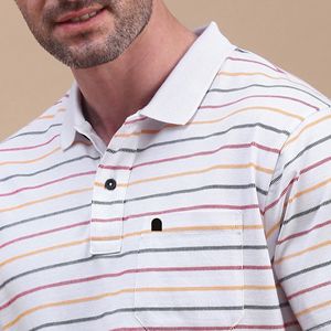 เสื้อโปโลลายทางผ้าถักสองสีทึบสำหรับโปโล - Product Image 3