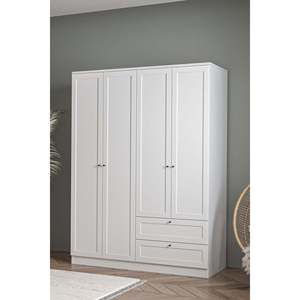 Armoire moderne Terra à 4 portes et 2 tiroirs, écologique, autoportante, avec 5 étagères, grande armoire de rangement pour chambre à coucher, armoire en bois - Product Image 6
