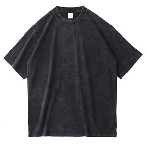 T-shirt homme noir 280 GSM 100% coton tricoté, col rond, manches courtes, coupe haute, épaules tombantes, respirant, personnalisé, style streetwear - Product Image 2