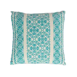 Ấn Độ Màu Xanh Lá Cây Hình Học Thêu 16X16 Inch Thiết Kế Mới Nhất Cushion Covers Trang Trí Nội Thất Tùy Chỉnh