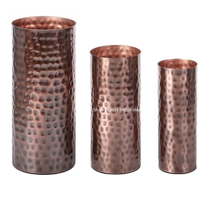 Jarrones Cilíndricos de Metal Martillado con Acabado de Cobre para Decoración de Mesa, Hogar y Hoteles, Jarrón Floral Hecho a Mano - Product Image 4