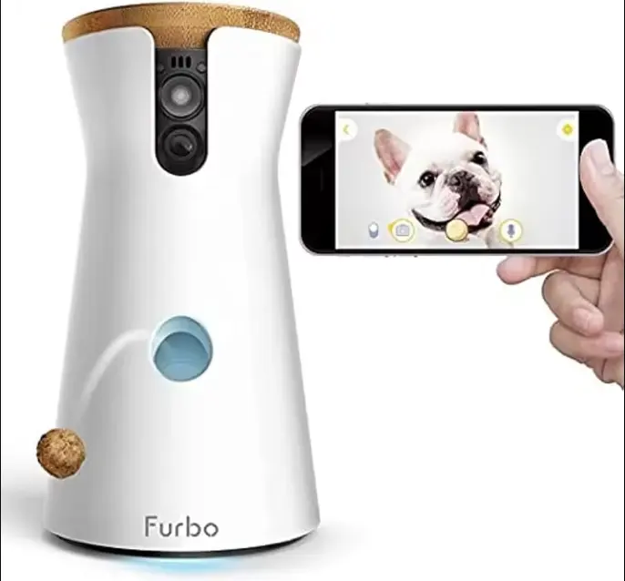 Máy ảnh chó furbo thỏa thuận nóng: điều trị ném, máy ảnh thú cưng Wifi Full HD và âm thanh 2 chiều, được thiết kế cho chó, Tương thích với Alexa