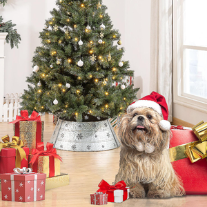 Collar de árbol de Navidad redondo de Metal martillado de latón AK en níquel acabado con diseño de corte láser para decoración del hogar/Decoración de Navidad - Product Image 2