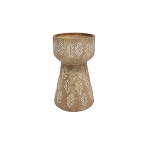 Bougie en bois T-light Holder marron fini pour la maison et la décoration d'éclairage de table de noël en vrac fait à la main - Product Image 1
