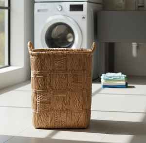 Cestas de almacenamiento de ratán natural con asas Contenedores redondos ecológicos para ropa Zapatos y decoración del hogar - Product Image 4