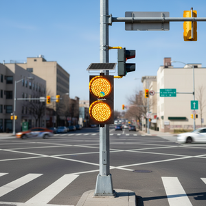 Feux de signalisation de ralentissement à <span class=keywords><strong>LED</strong></span> solaires jaunes haute intensité prismatiques clignotants alternés à deux sections de 300 mm pour intersections Waysafe - Product Image 2