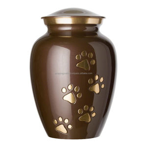 Urna Funeraria Mediana de Peltre con Huellas Doradas para Cenizas de Mascotas, Urna de Latón Plateado para Perros y Gatos de Tamaño Mediano - Product Image 2